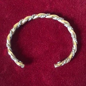 Bangle bracelet ladies yellow and white gold rope design